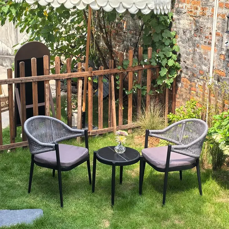 Rope-woven outdoor three-piece balcony courtyard leisure preferred durable sunscreen furniture