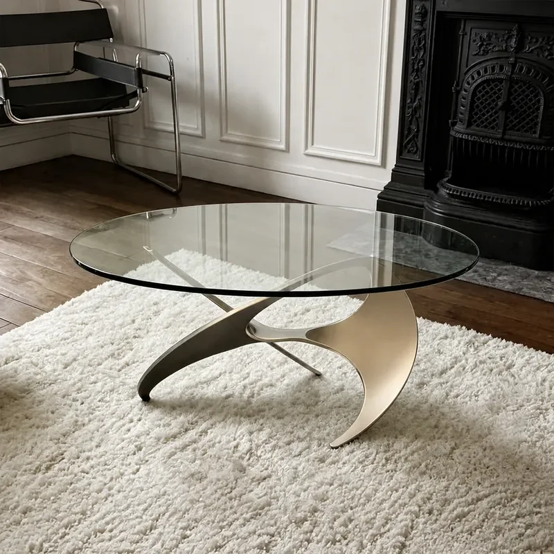 Spiral Wind Coffee Table Modern Simple Stainless Steel Low Table with Creative Leg Bracket for Living Room Home Furniture