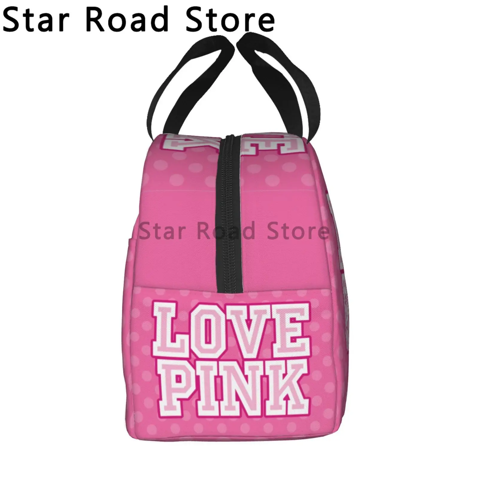 Love Pink Gradient Pink Lunch Bags for Women Portable Thermal Insulated Lunch Box Container Cooler Bag Tote Bento Pouch for Work