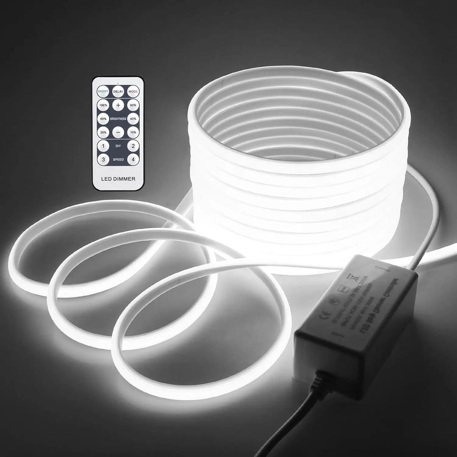 

50ft Dimmable Waterproof LED Strip Lights with Remote for Indoor Outdoor Decor