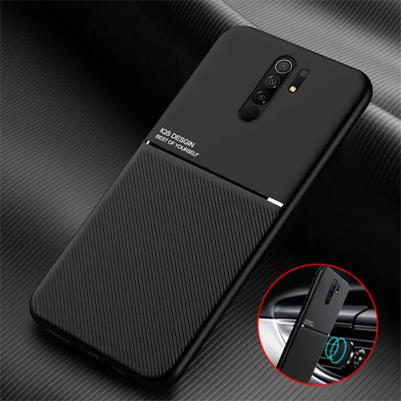 For Xiaomi Redmi 9T Case Leather Texure Car Magnetic Stand Holder Phone Case For Redmi 9 9A 9C Silicone Shockproof Back Cover