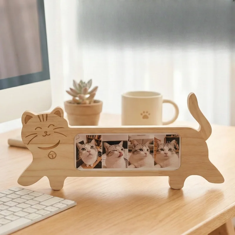 Fortune Cat Photo Frame Multi Grid Picture Holder Desktop Decoration Ornament Gift for Workstation Table  Box Frame Photo Frame