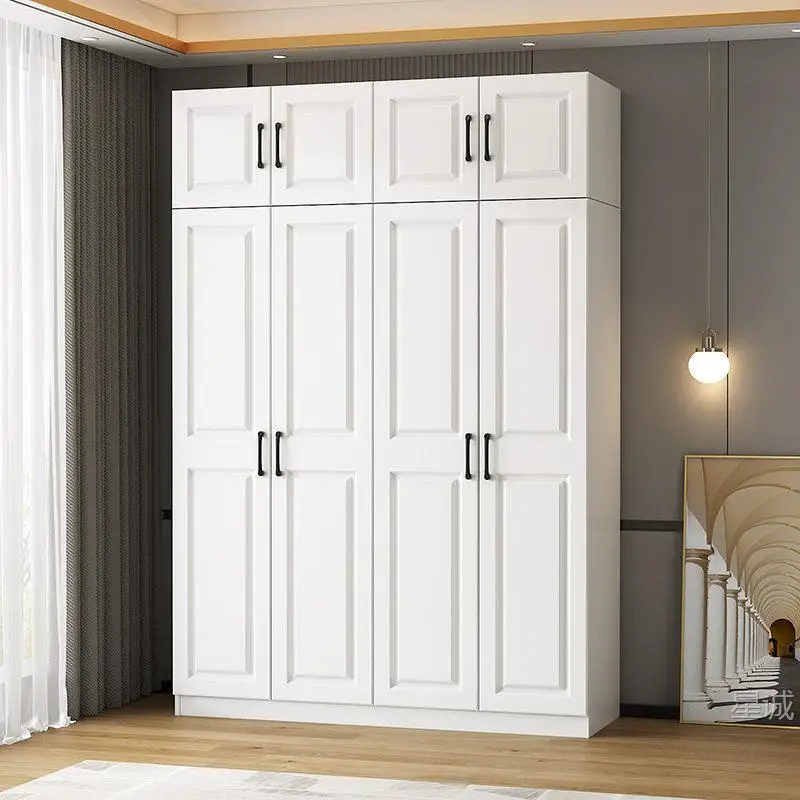 Wardrobe Home Bedroom Children's Wooden Simple Storage Large Wardrobe Rental Room European Door Door Storage Cabinet