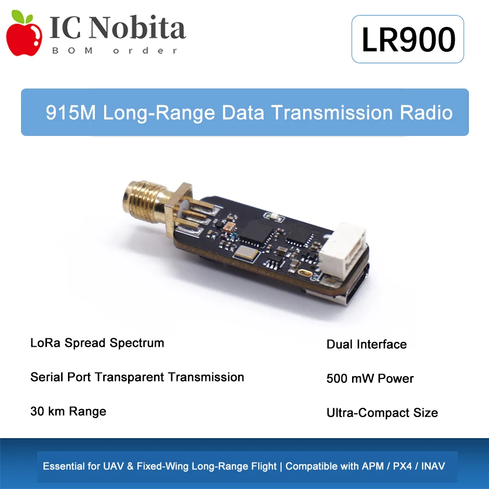 1PCS 915Mhz 30km Long Range Telemetry Radio Data Transceiver Module for Ardupilot PX4 LR900-A LR900-F LR900-P LR868-F