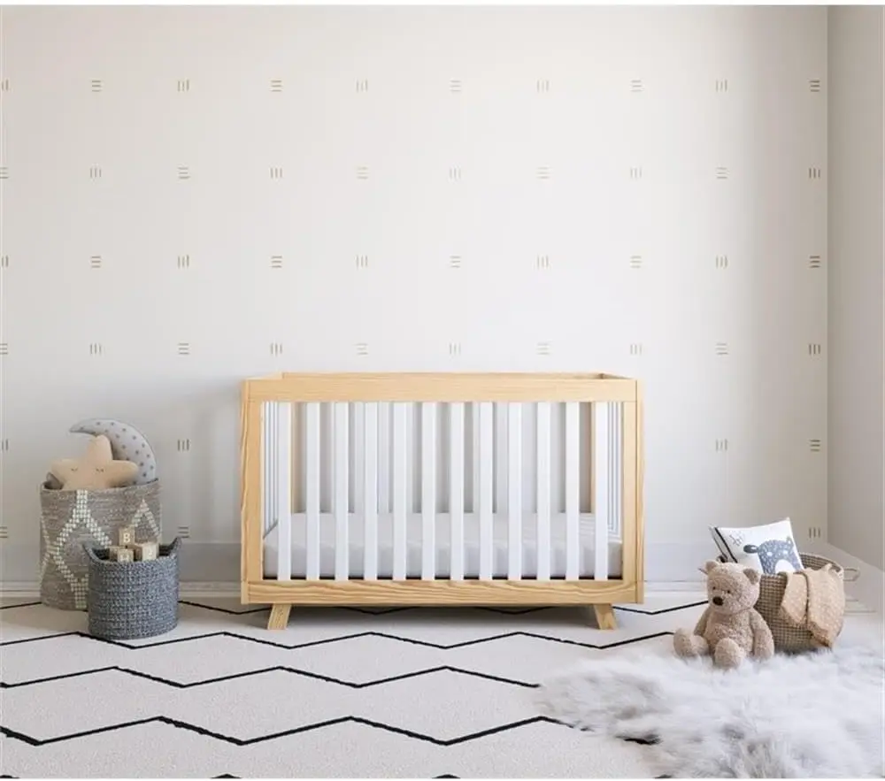3-in-1 Convertible Crib - Natural with White Slats