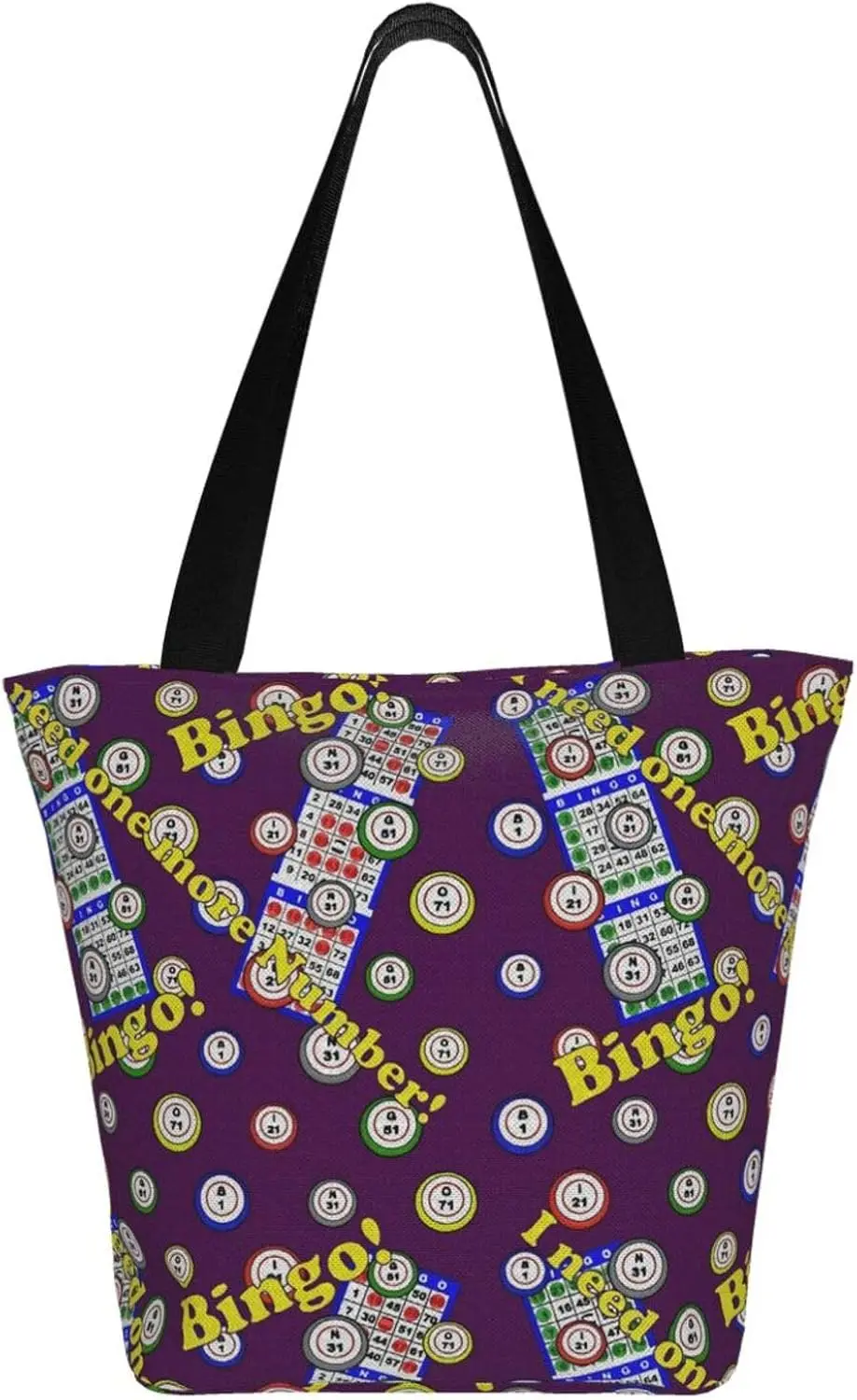 Bingo Reusable Shopping Bag with Handles Washable Foldable and Eco Friendly Women Durable Groceries Game Tote Shopper Bags