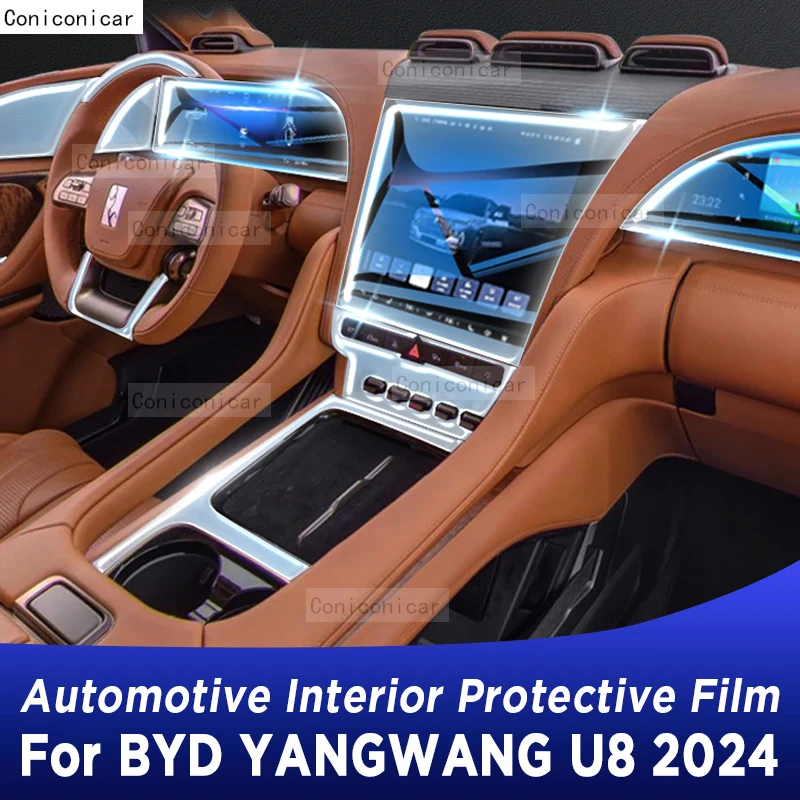 

For BYD YANGWANG U8 2024 Gearbox Panel Dashboard Navigation Automotive Interior Protective Film TPU Anti-Scratch Sticker