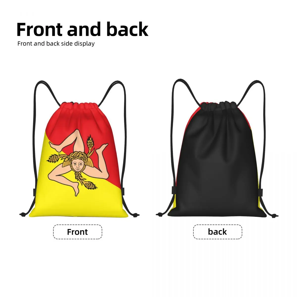 Italian Island Sicily Flag Drawstring Backpack Women Men Sport Gym Sackpack Foldable Sicilian Bandiera Training Bag Sack