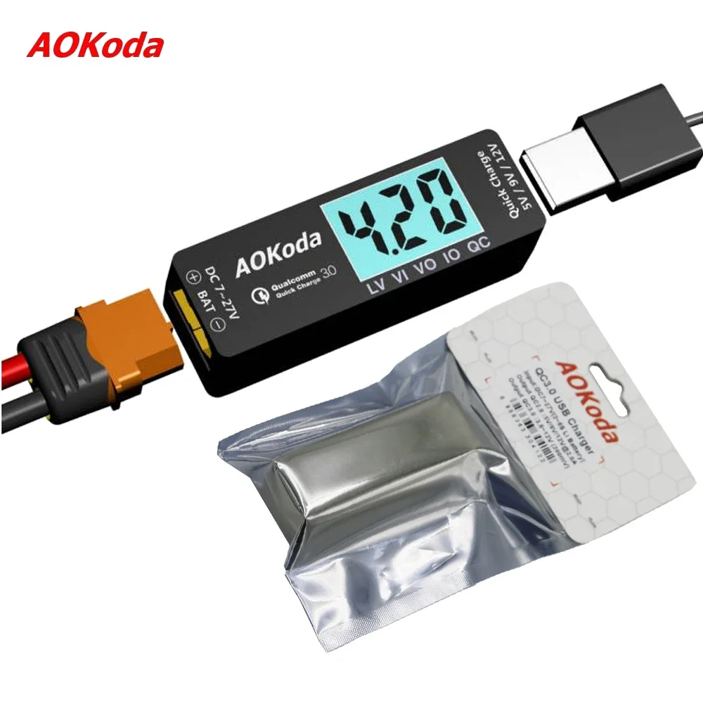 AOKoda PD3.0&QC3.0 Quick Charger XT60 To USB Adapter Power Converter Lipo Battery For Smartphone Tablet PC Phone DIY Part