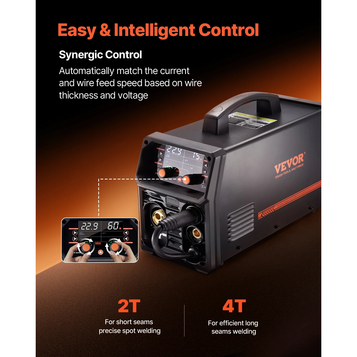 ماكينة لحام SucceBuy 5 في 1 MIG 200Amp Pluse Mig ماكينة لحام غاز MIG/Flux Core MIG/Stick/Lift TIG/AU TIG مع شاشة LCD #4