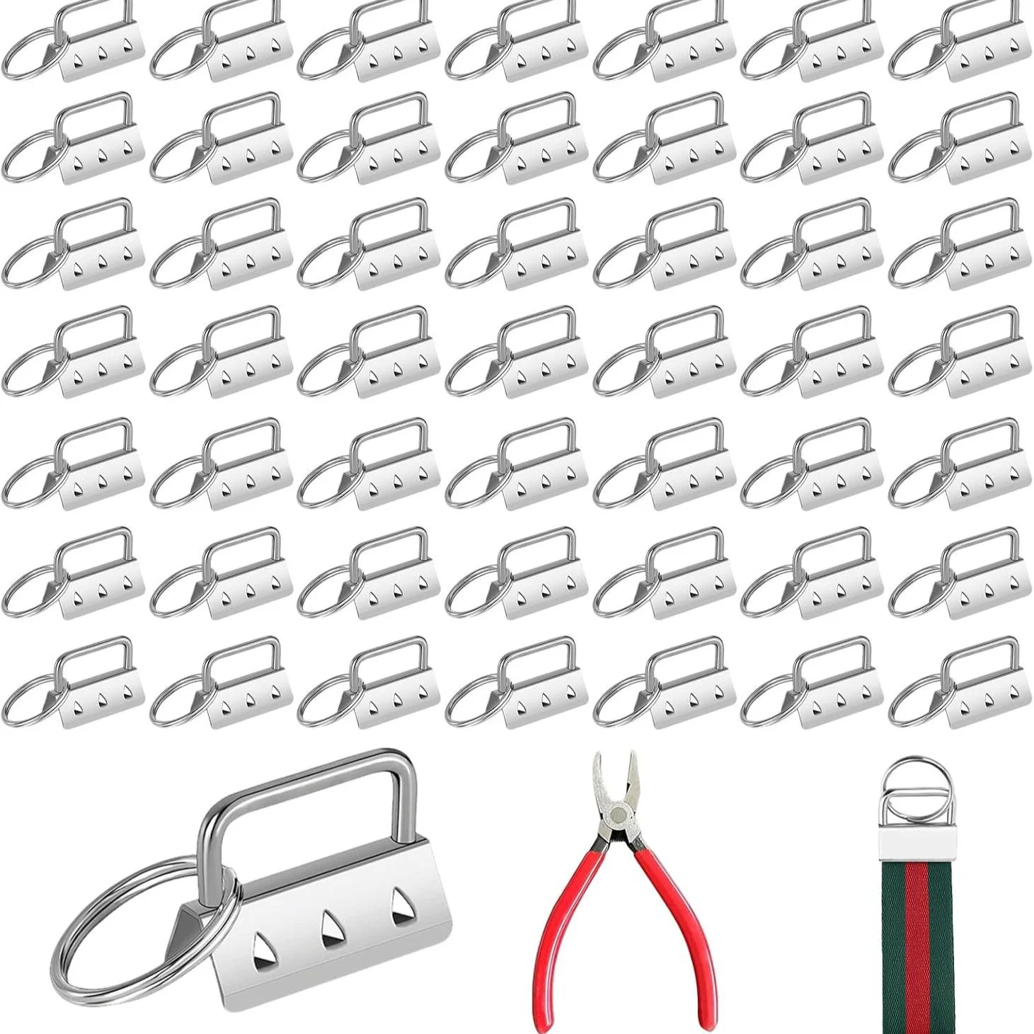 50PCS 32 mm clamp clasp pendant, Pliers,clamp clasp pendant bracelet hardware  with key ring for DIY handmade lanyard fabric