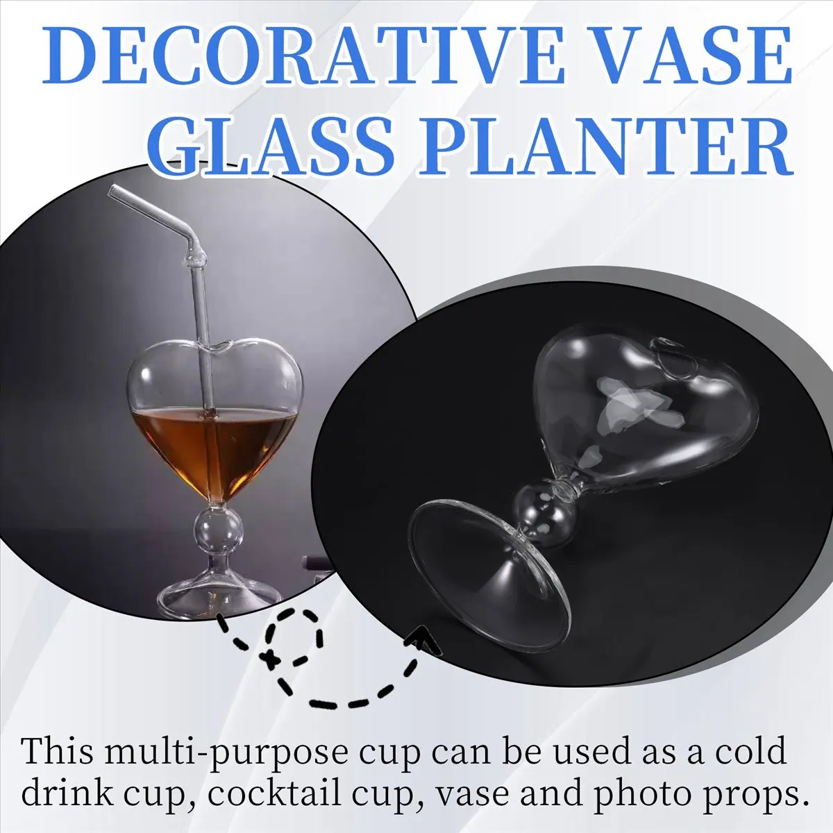 【ELEVATE LIFE】Glass Flower Pots Planter Heart Vase Standing Home Decoration Flower Vase Desktop Decorative Vase Wedding Party De
