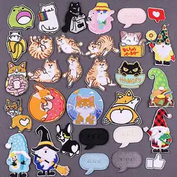 Embroidery Patch Cute Cat Patch Iron On Patches On Clothes Stripes Cartoon Patches For Clothing DIY Hook Loop Badges On BackPack