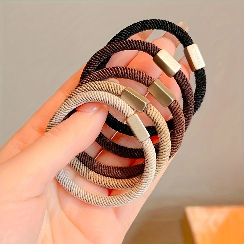 

5-pack high-elastic hair bands, simple and versatile, durable style, exquisite ponytail hair rope