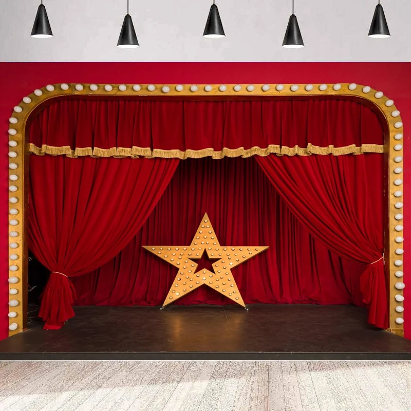 Stage Photography Backdrop Big Star Live Plateform 80'S 90'S Hip Pop Theatrical Background Party Backdrop Wall Banner Poster