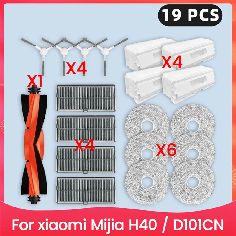 A56T-For Xiaomi Mijia H40 / D101CN Spare Parts Main Side Brush Hepa Filter Mop Cloth Dust Bag Accessories