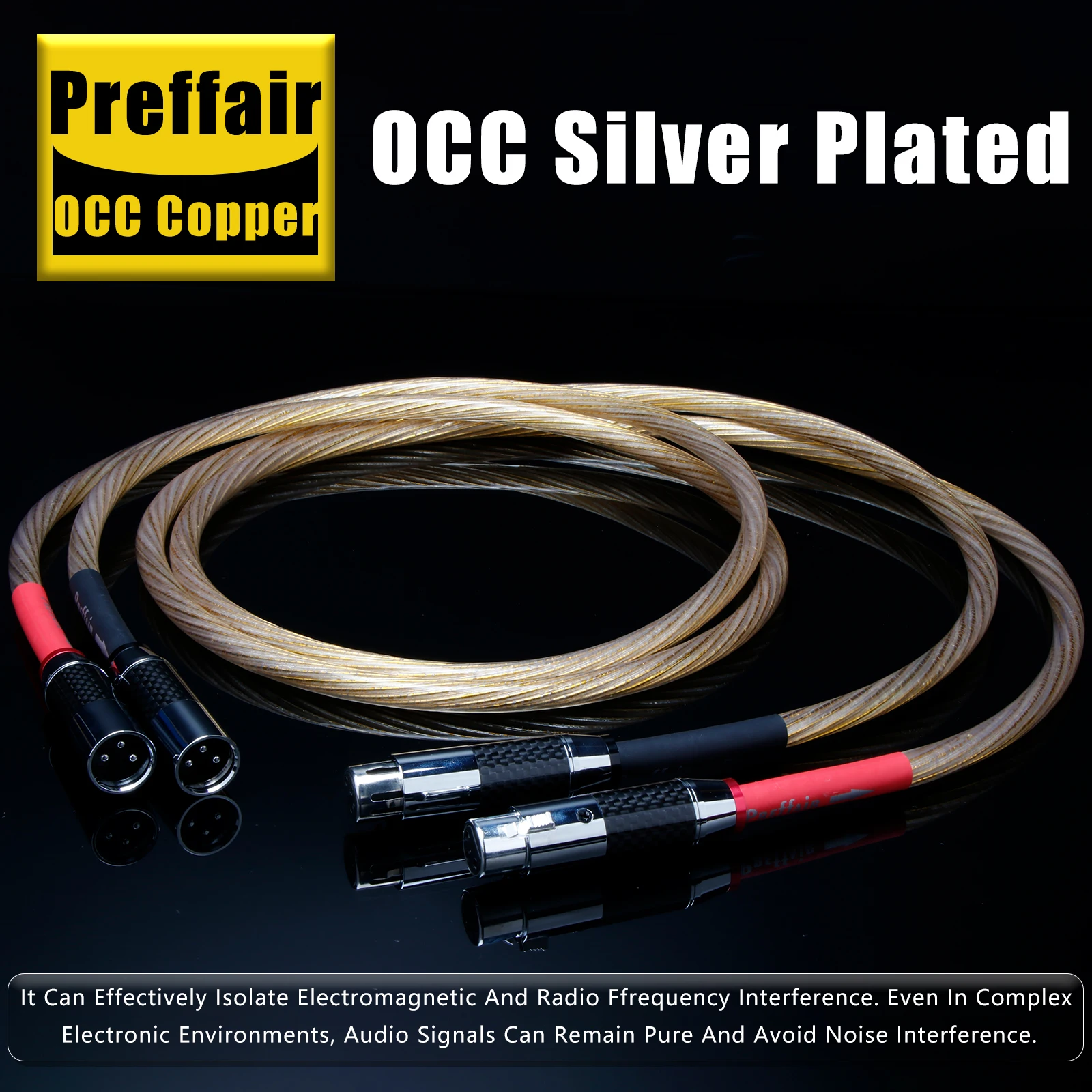 

Pair Gold XLR Cable RCA Audio Cable 8N OCC Silver Plated Gold for CD DVD player Amplifier Audiophile