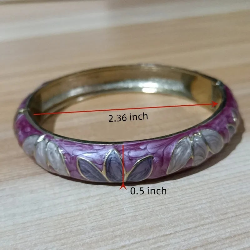 Retro Cloisonne Enamel Clover Flowers Bracelet Spring Hinged Cuff Bangles For Women Chinese Traditional Handcrafts