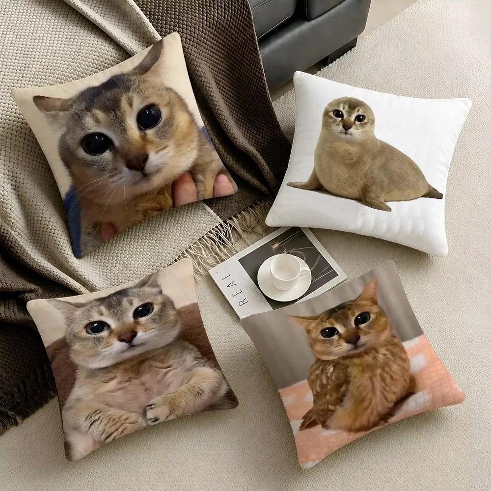 1PC Me Me Rescue Cat Cute Pillow Cover Soft, Comfortable, Durable Double sided Printed Sofa Bedroom Home Decoration Gift
