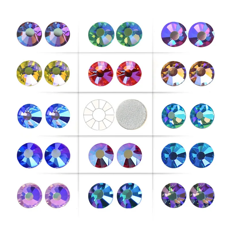 Bulk Wholesale AB Colours Big Package Non Hot Fix Rhinestone ss16 ss20 ss30 Flat Back Crystals Strass Stone For Nail Wedding
