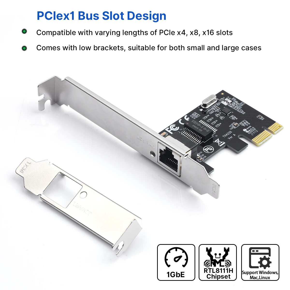 fenvi 1000Mbps PCI-E to RJ45 Neteork Card RTL8111 1Gbps RJ45 Interface High Speed Gaming Gigabit Adapter For Desktop