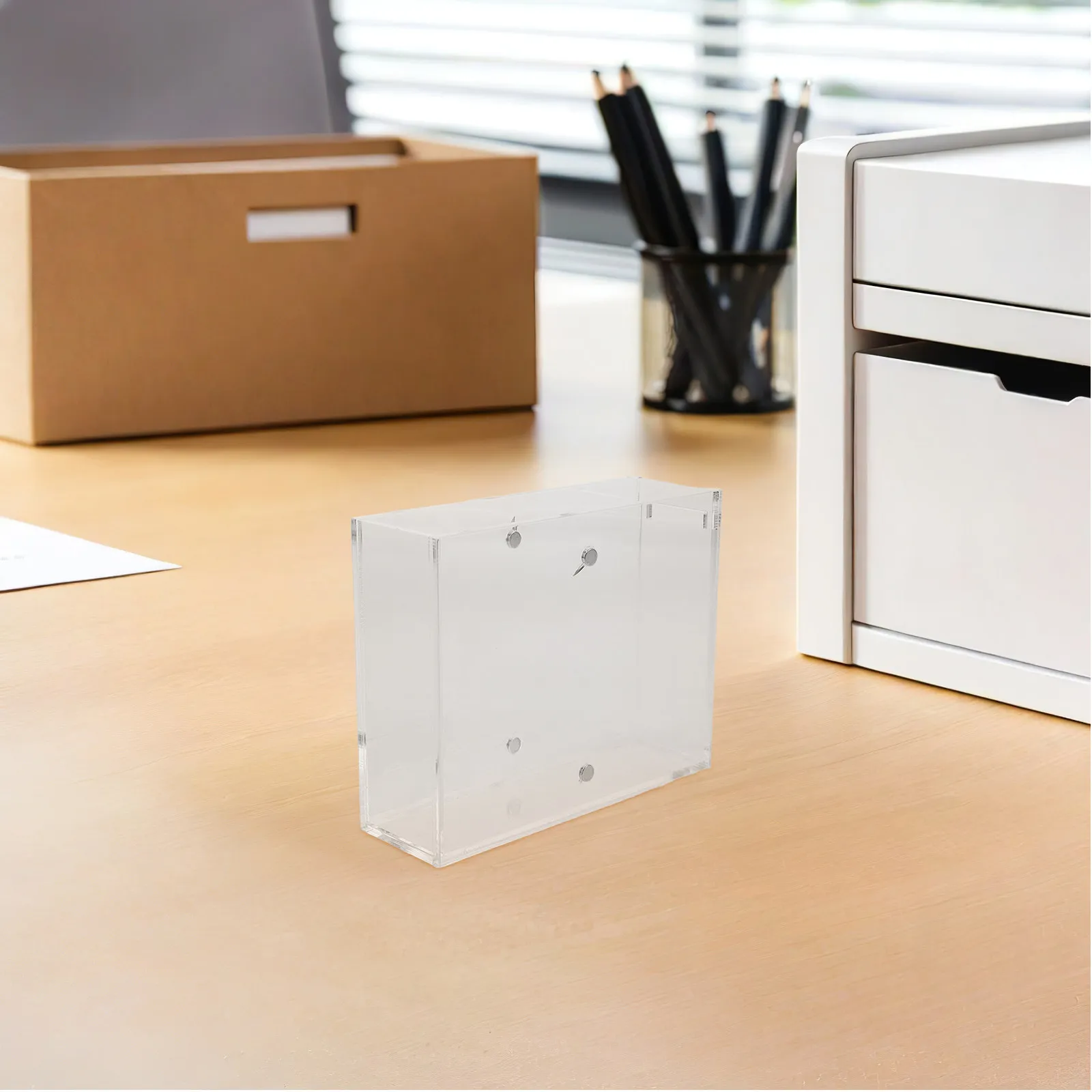 

2 шт. прозрачных акриловых органайзера-диспенсеров для двусторонней клейкой ленты, настольный держатель для хранения для офиса, школы, дома