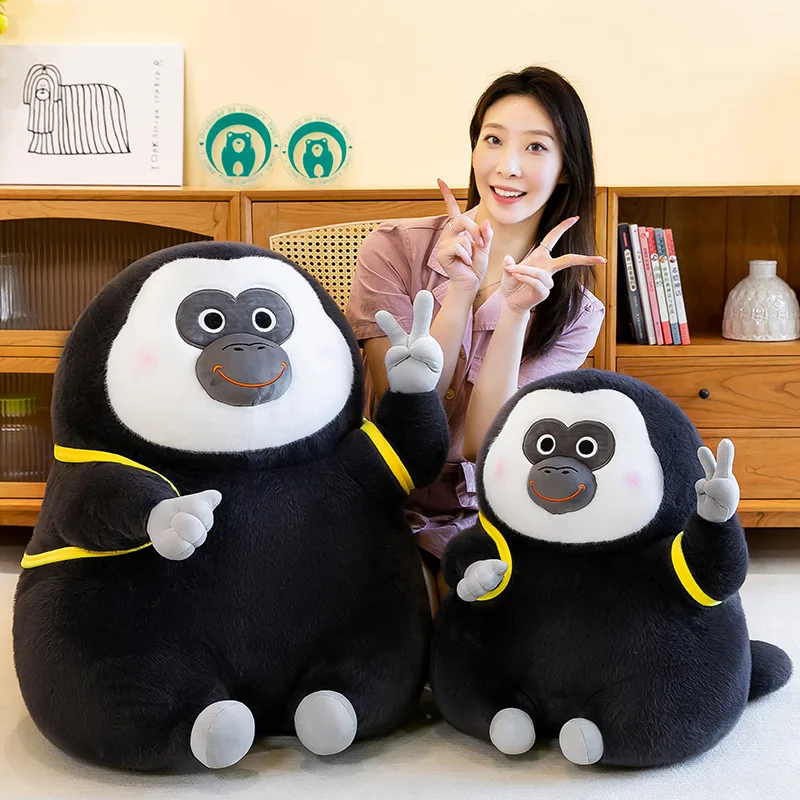 Kawaii White Faced Monkey Plush Toy Stuffed Doll with Banana Backpack Cute Soft Panda Style Animal for Kids Birthday Xmas Gift