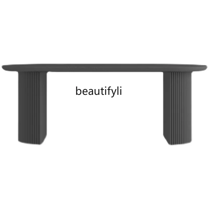 

Nordic minimalist dining table all solid wood personalized oval dining table modern simple light luxury office desk