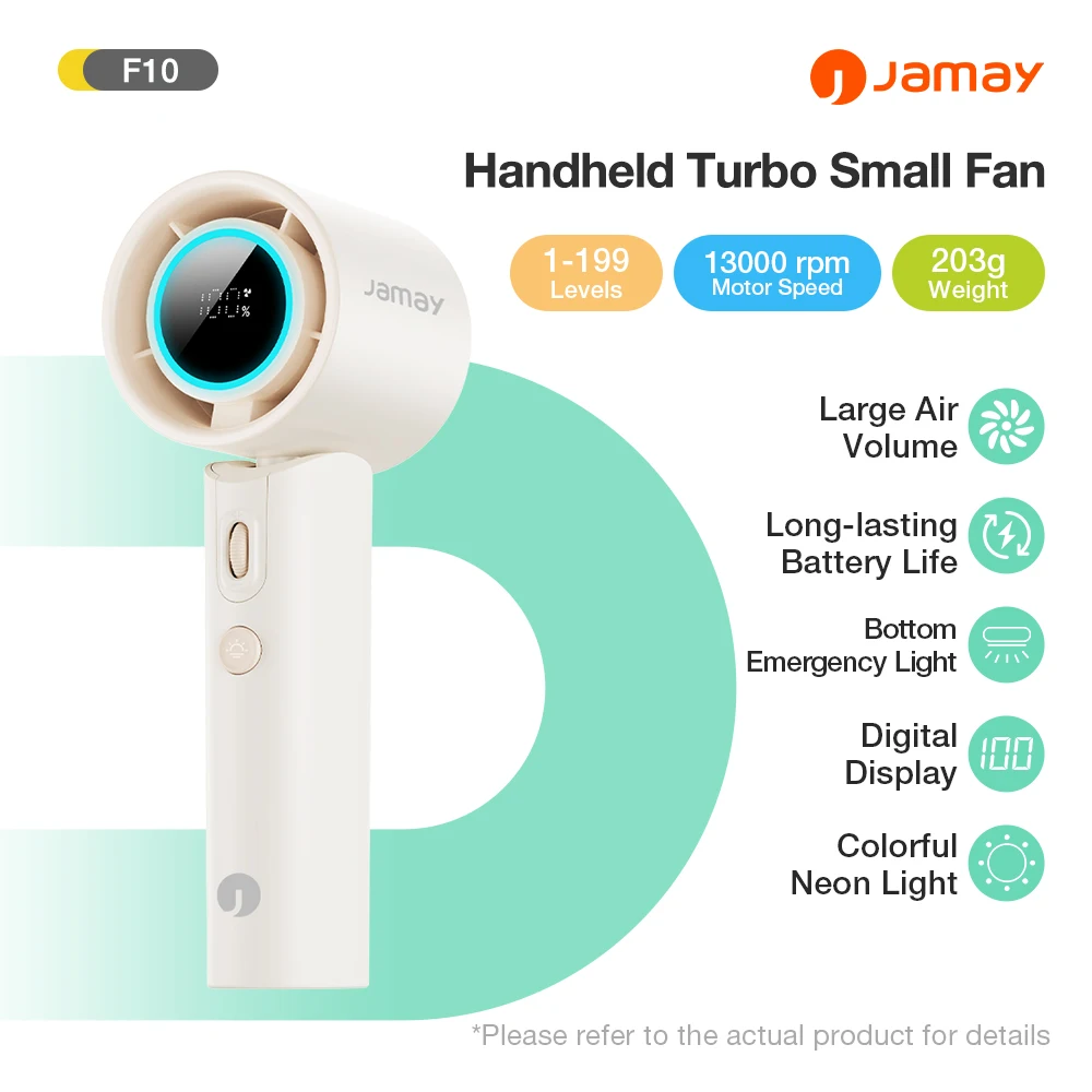 

2025 New Outdoor Portable Handheld Turbo Fan Colorful Neon Lights Strong Wind 199 Gear Wind Speed Low Noise Hanging Neck Outdoor