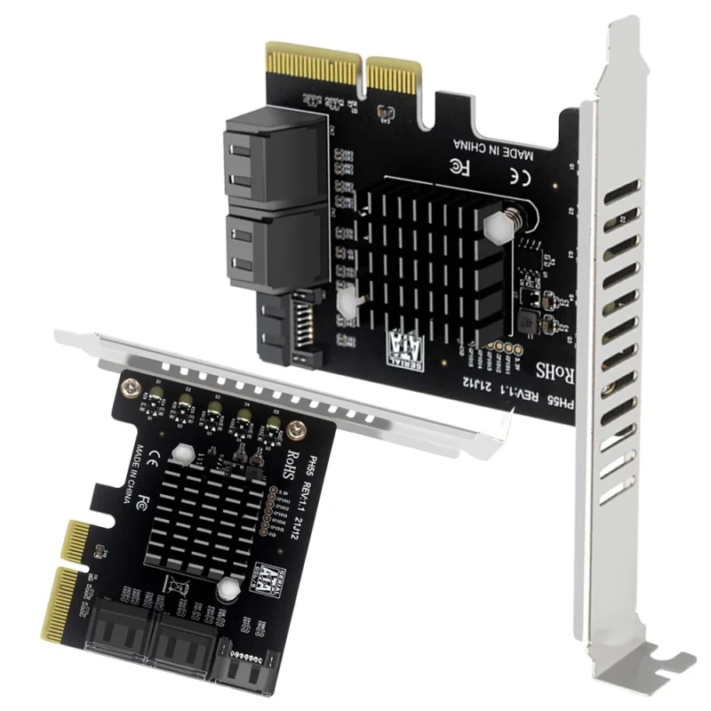 Windows/Linux/Mac OS Jmb585 Chip PCIe To 5-Port SATA3.0 Expansion Card PCIeX4 ToSATA3.0 Expansion Adapter Card Cascaded Trim