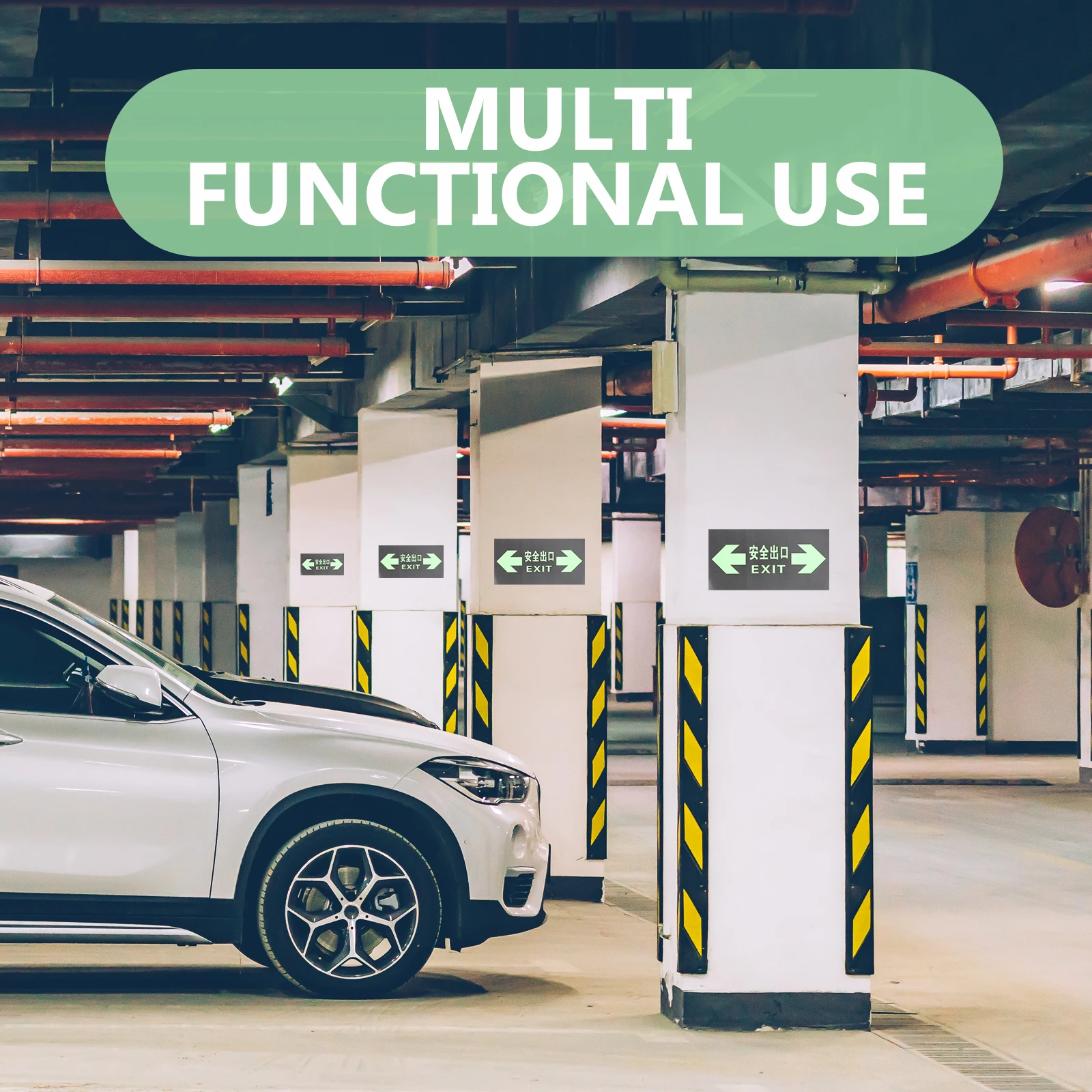 10pcs Glow In The Dark Safety Signs Luminous Exit Decals Emergency Way Indicator Sticker Pvc Warning Sign For Mall Office