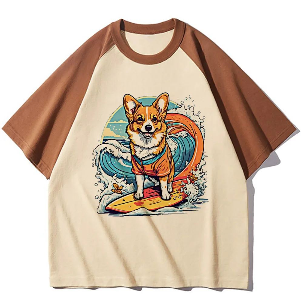 Corgi t-shirts women harajuku manga top girl comic harajuku Japanese clothes