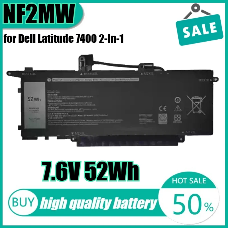 

7.6V 52Wh NF2MW Laptop Battery for Dell Latitude 7400 2-In-1 Series 0C76H7 C76H7 7146W