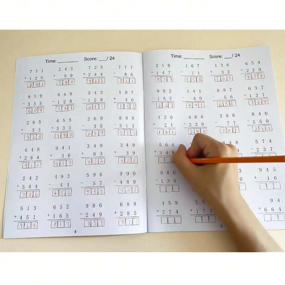 مصنف الحسابي للمدرسة الابتدائية بالإضافة إلى الطرح ضمن 1000 استخدامًا لممارسة تدريس طلاقة الرياضيات