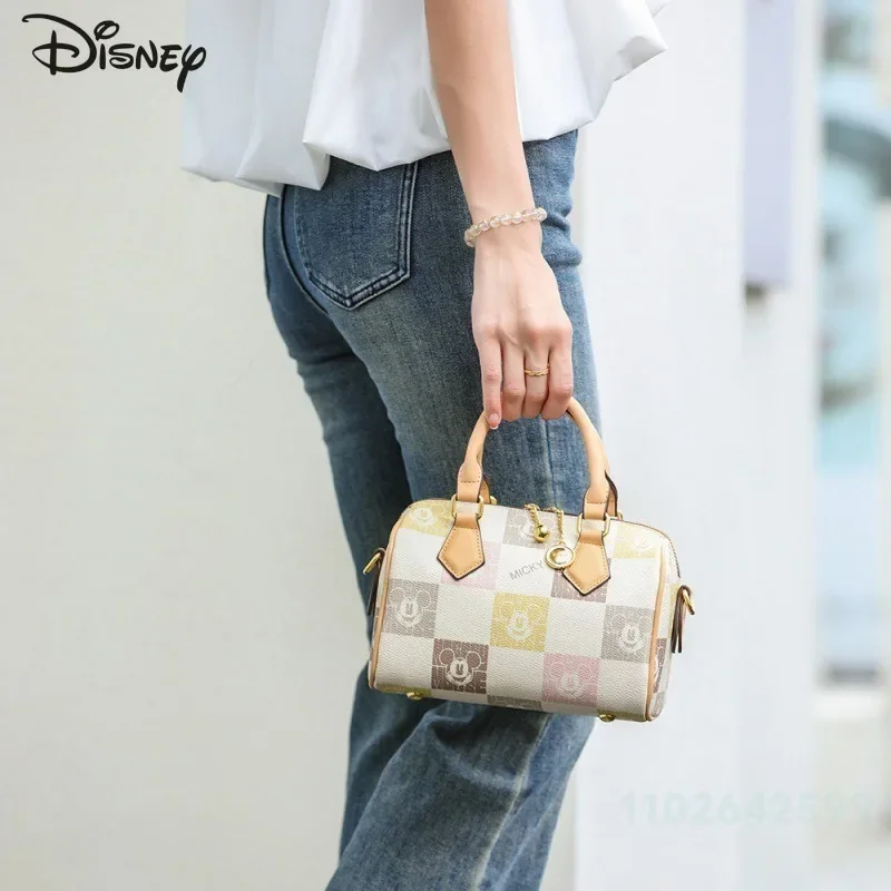 Disney Mickey 2025 New Women's Handbag Fashionable and High-quality Women's Crossbody Bag Cartoon Versatile Girl Cylindrical Bag