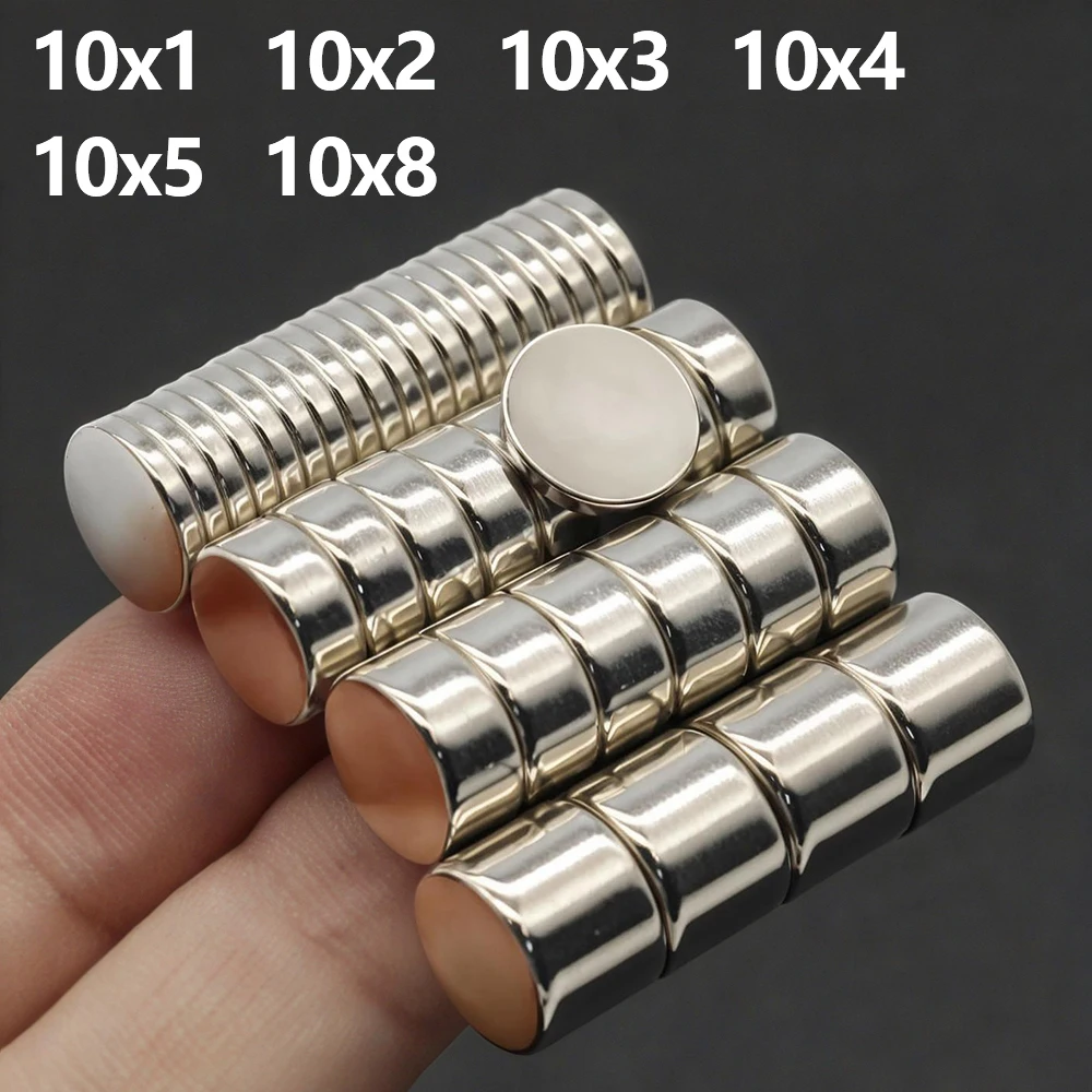 Aimant néodyme puissant N35 NdfeB imanes magnétiques permanents ronds Super forts aimants de réfrigérateur bricolage 10x1 10x2 10x3 10x4 10x5mm