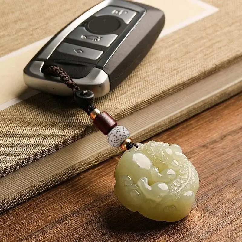 China Style Pixiu Car Key Chain Bag Mobile Phone Pendant For Men And Women Hangings Leather Bag Lanyard Key Ring Accessories