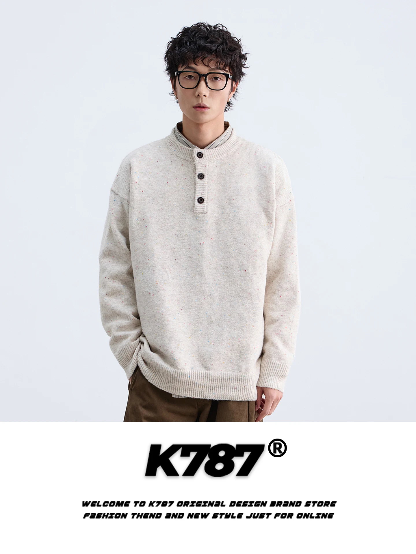 

Американский ретро-свитер из трикотажа с круглым вырезом и точечным узором, однотонный, теплый, свободного кроя, для повседневной носки, зимний вариант