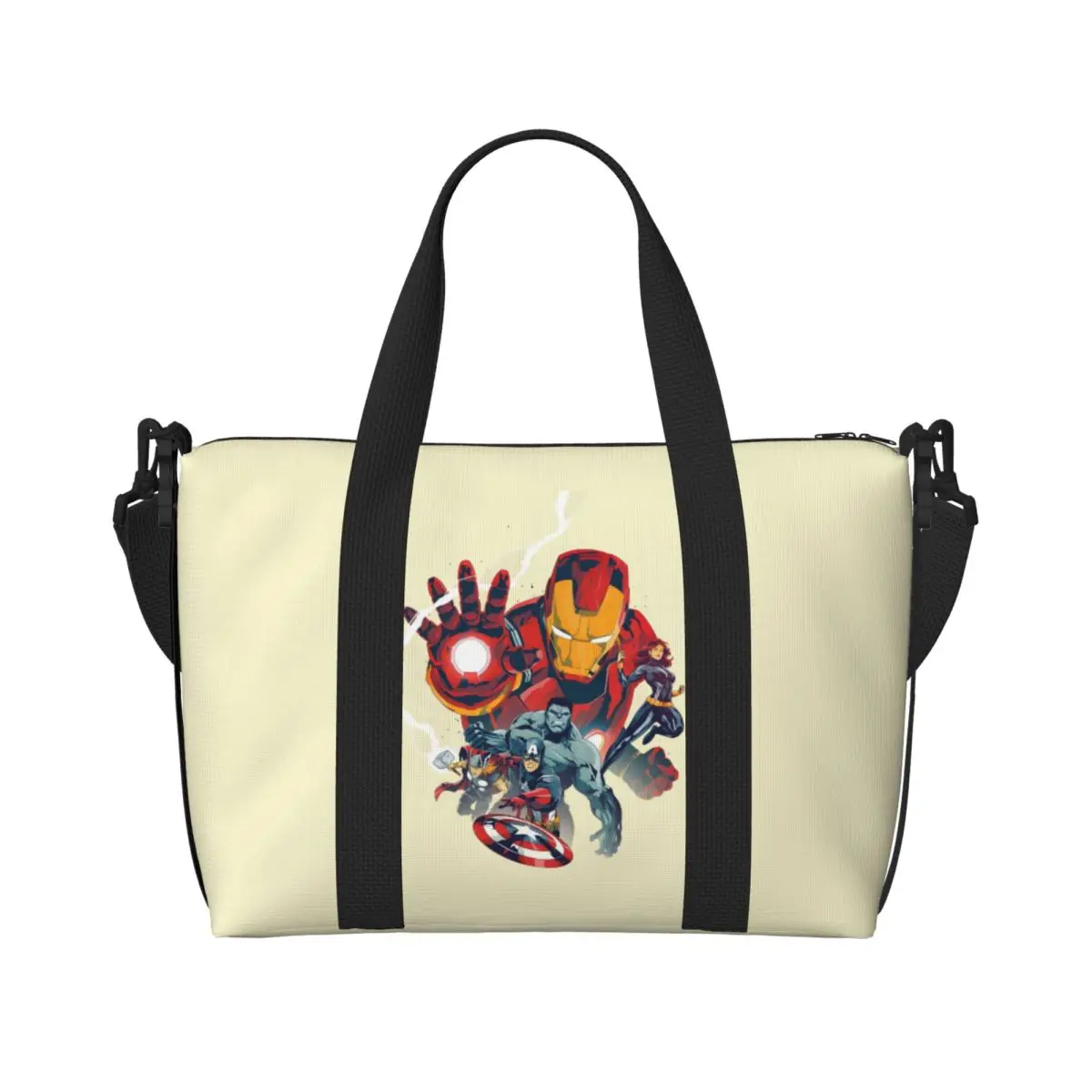 

Пользовательская пляжная сумка-тоут Железного человека для женщин, очень большие сумки для спортзала, дорожные сумки для покупок с супергероем