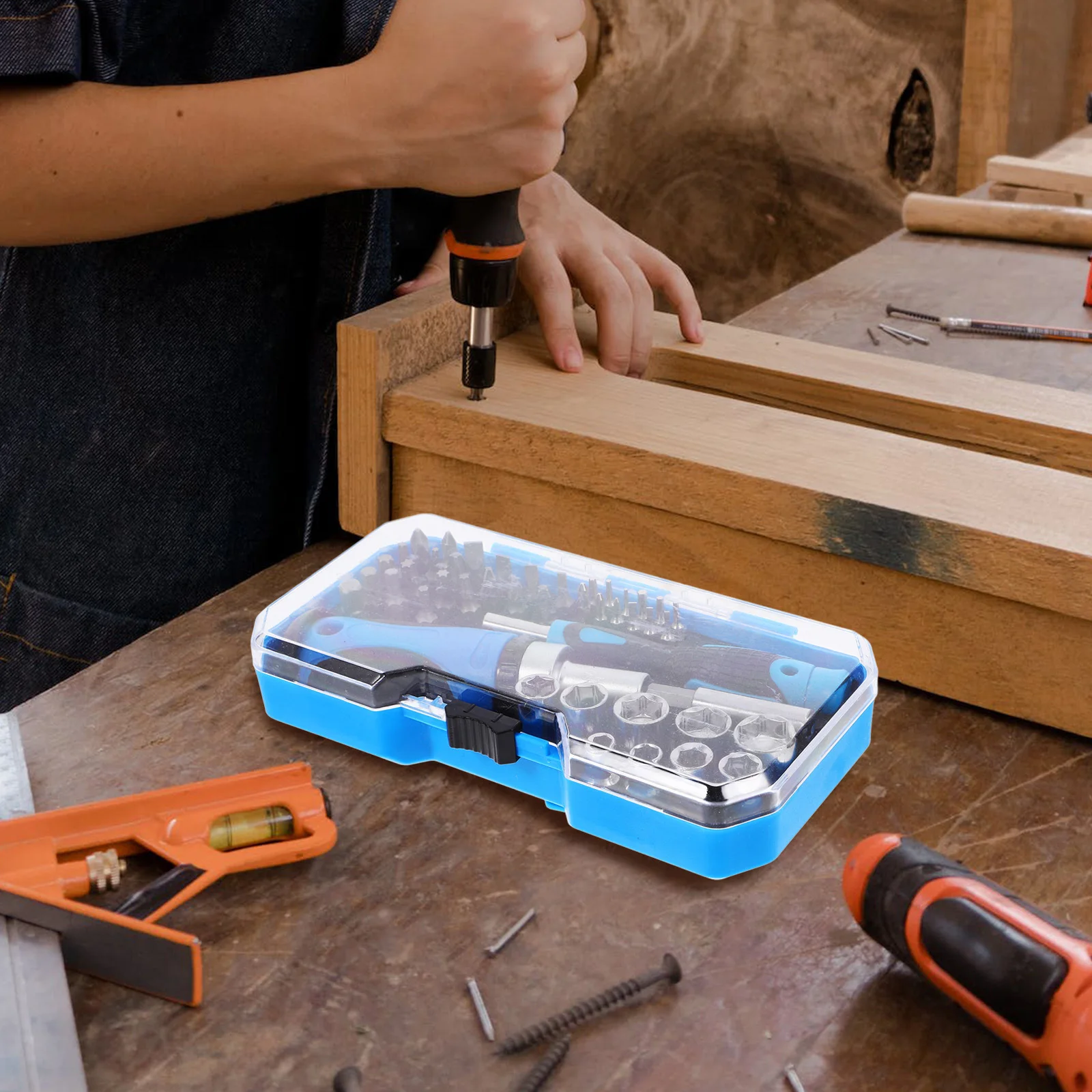 

44Pcs Ratcheting Screwdriver Bit Set Multi Functional Socket Kit Ratchet Handle Home Bike Garage Electronics Repair