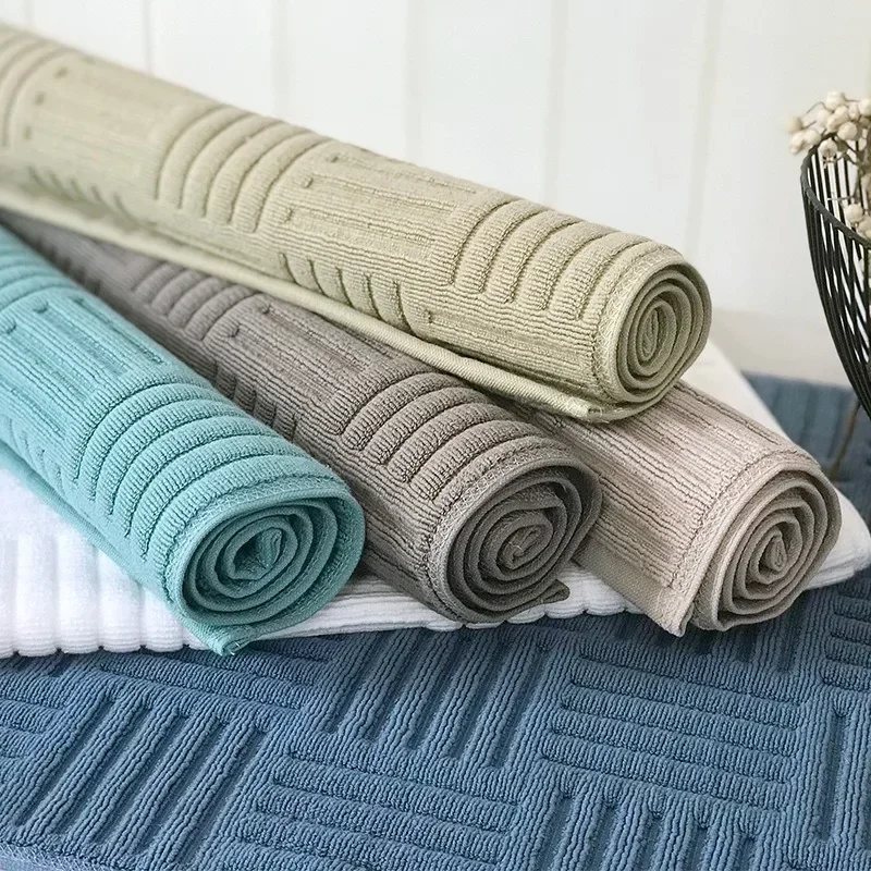 32-Thread Cotton Woven Striped Floor Towel Bathroom Thickened Absorbent Japanese Mini 240G Floor Mat