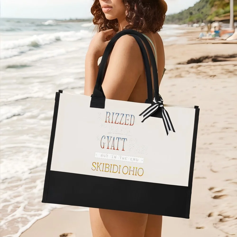 

IRIZZED go HARD GYATTSOFAR BUT IN THE END SKIBIDIO 2026, Новое поступление, модная практичная просторная многоразовая большая сумка с узором Prin