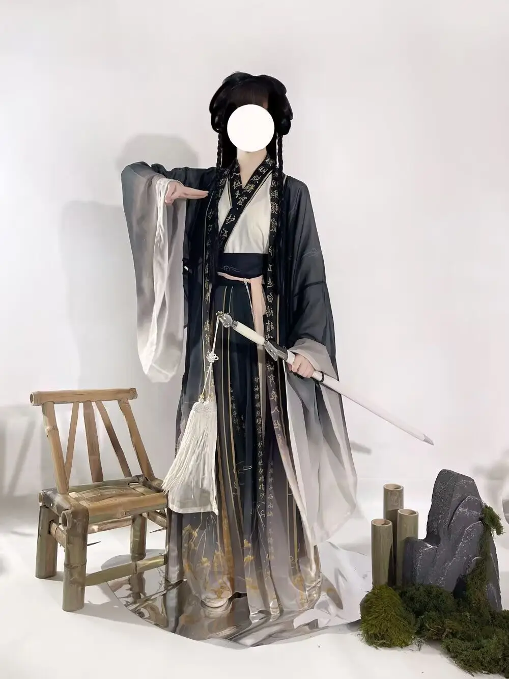 ملابس هانفو على الطراز الصيني الجديد لعام 2025 قميص وي جين بأكمام كبيرة مع ياقة متقاطعة وتنورة للأزواج زهر هانفو الساخن #4