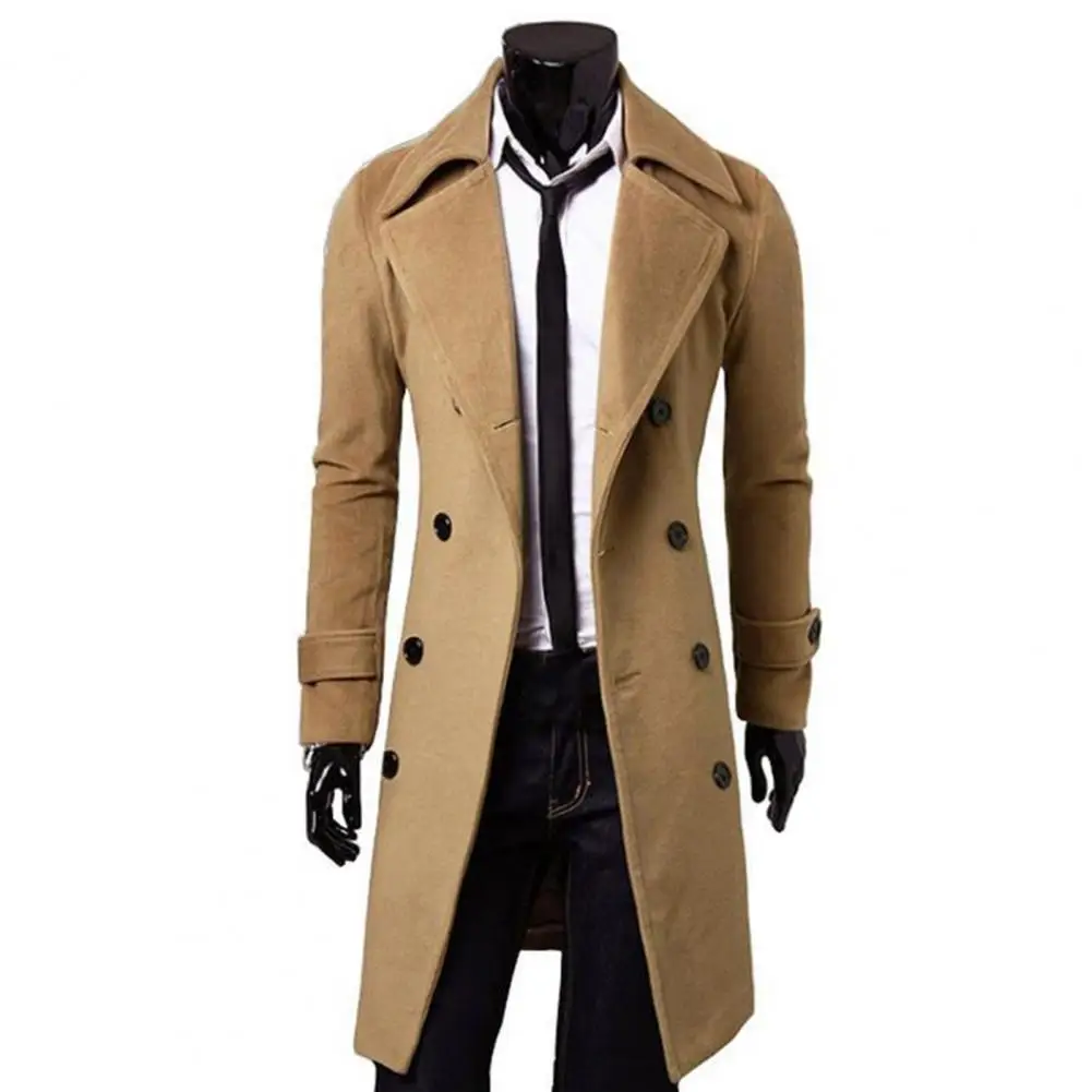 4xl-trench lungo da uomo in tinta unita alla moda Designer giacca doppiopetto di alta qualità Slim Fit autunno e inverno