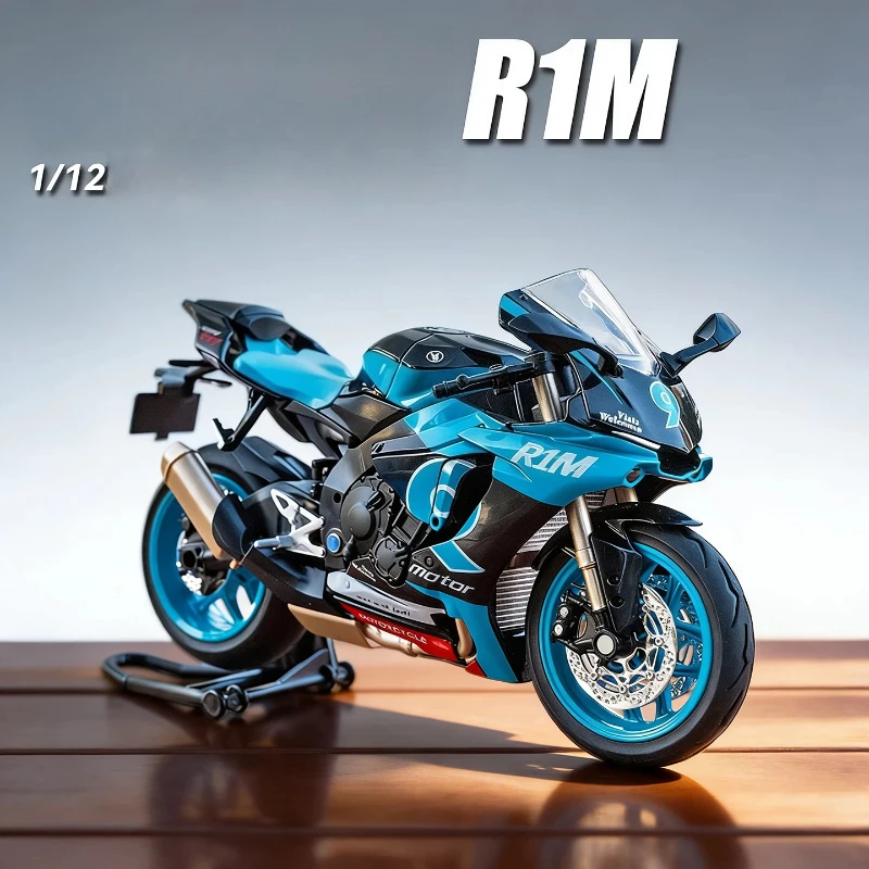 

1:12 R1M Motorcycle Model Simulation Sound and Light Alloy Street Car Toy Gift For Kids Ornaments