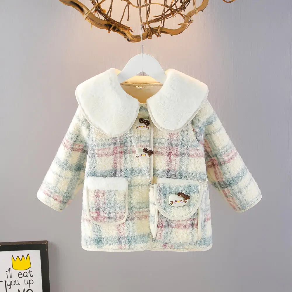 

Girl Children's Clothing Velvet Coat Thicken Woolen Cloth Keep Warm Jacket Kawaii Children's Clothing Hoodies Autumn Winter New