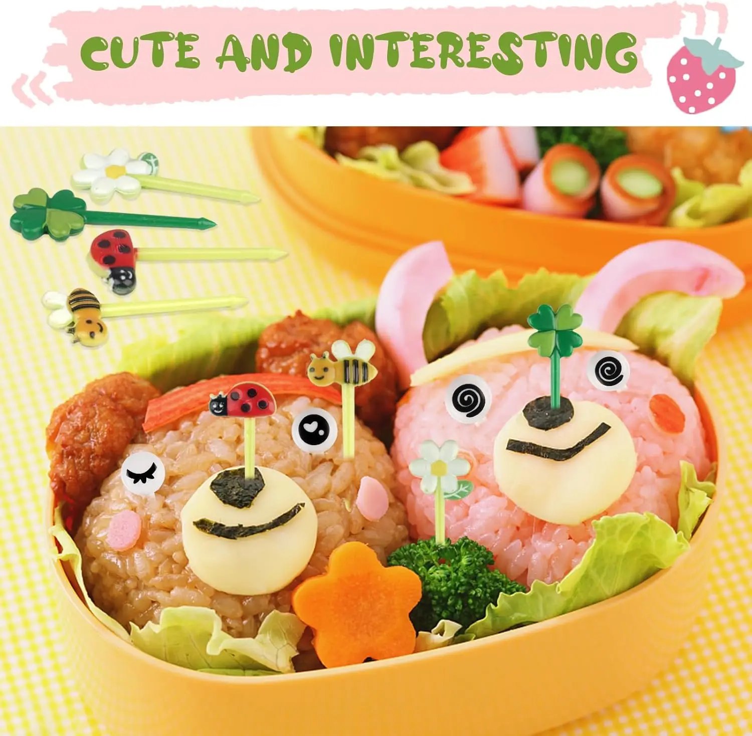 Mini-Obstgabeln, Zahnstocher-Set für Jungen, Kinder, Kinder, Tierfutter-Picks aus Kunststoff für Bento, Lunchbox, Dekorationszubehör – Detail 2