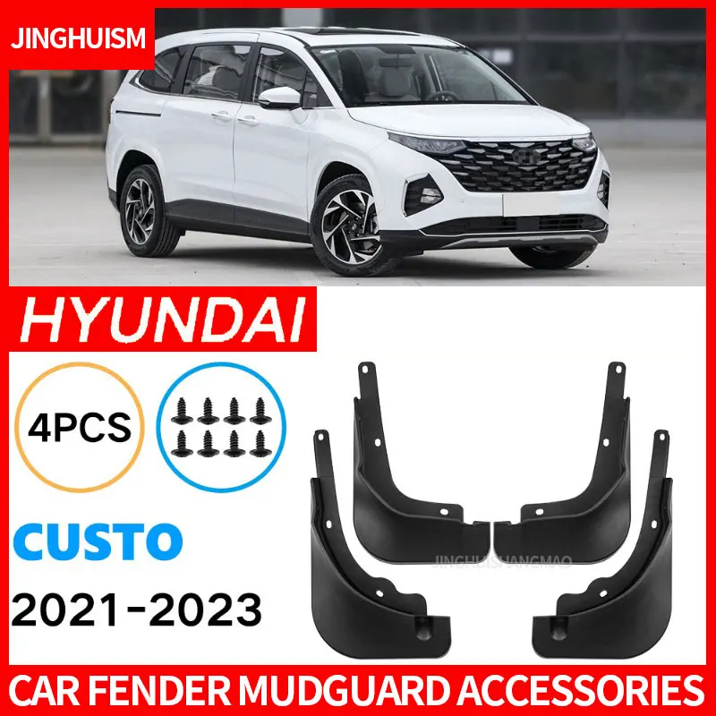 For Hyundai Custo 2021-2023 Car Tire Mud Flaps Auto Accessories Vehicle Exterior Customization Black ABS Weatherproof Protection