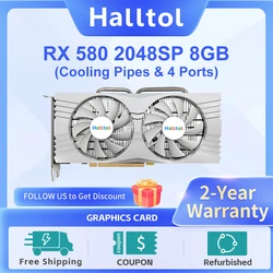 Halltol AMD Radeon RX580 8G Graphics Cards GDDR5 Memory Video Gaming Card PCIE3.0x16 HDMI DP*3 for Desktop Computer Components