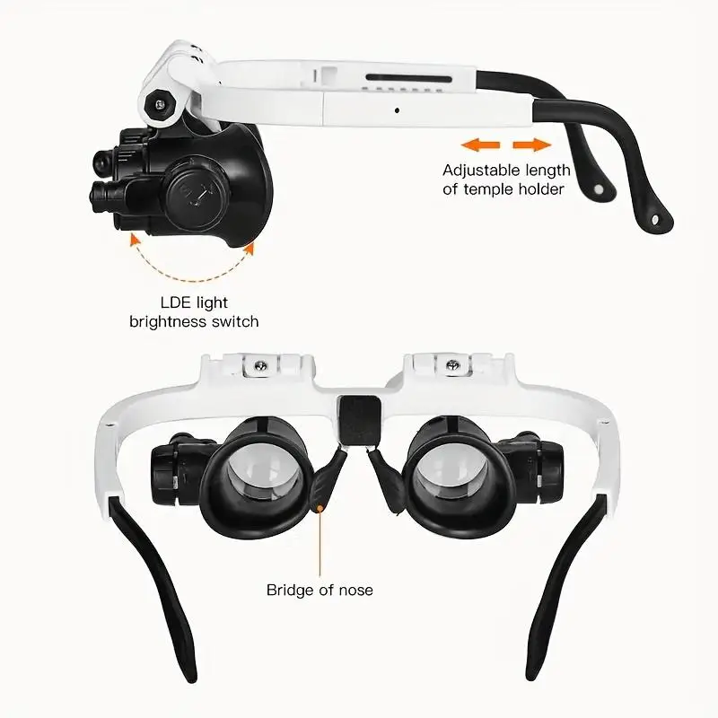 

Magnifying Glass 8X/15X/23X Jeweler Watchmaker With LED Light Telescopic Headband Magnifier Glasses Reading Loupes Eyewear